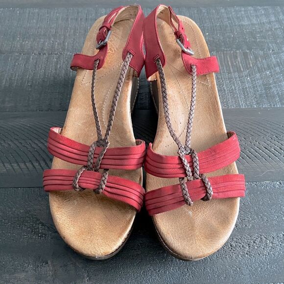 Naya Nalisha Women's Sandals Platform Wedge Cork Red Leather Size 11 - Picture 2 of 8